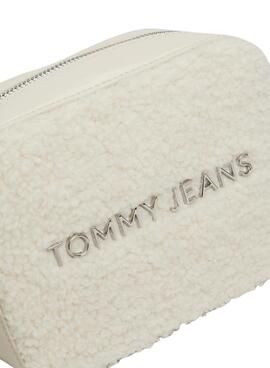 Sac Tommy Jeans bandoulière Sherpa beige pour femme