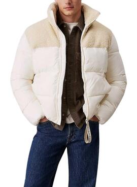 Veste Calvin Klein Jeans Sherpa crème en fausse fourrure pour homme