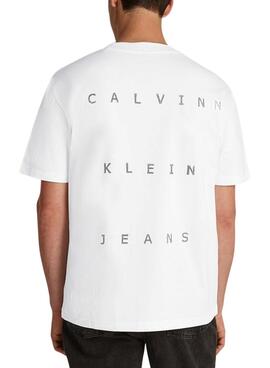 T-shirt Calvin Klein Jeans Stamp dos blanco pour femme