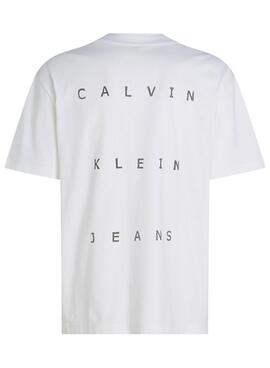 T-shirt Calvin Klein Jeans Stamp dos blanco pour femme