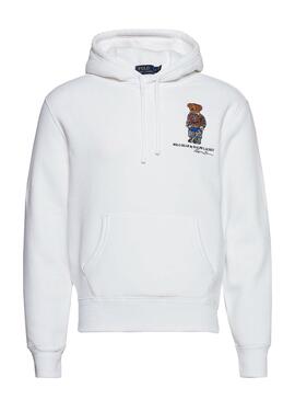 Sweat Polo Ralph Lauren Ours Blanc Homme