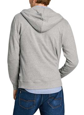 Sweat à capuche Pepe Jeans New Joe Zip gris pour homme