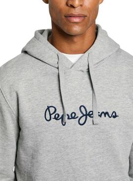 Sweat à capuche Pepe Jeans New Joe Hoddie gris pour homme