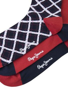 Chaussettes Pepe Jeans Tartan bleu marine et rouge pour homme