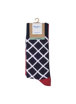 Chaussettes Pepe Jeans Tartan bleu marine et rouge pour homme