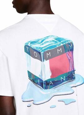 T-shirt Tommy Jeans Novelty blanc imprimé au dos pour homme