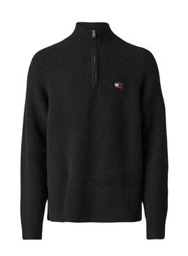  Pull Tommy Jeans Raglan à fermeture éclair noir pour homme