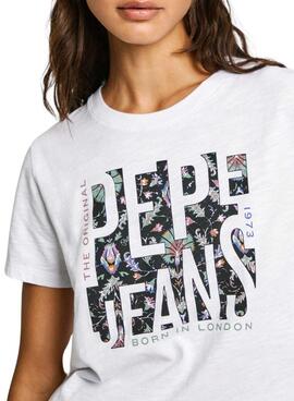 T-shirt Pepe Jeans Gloria blanc pour femme