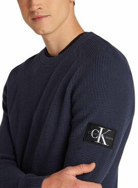 Sweatshirt Calvin Klein Jeans Badge Easy bleu pour homme