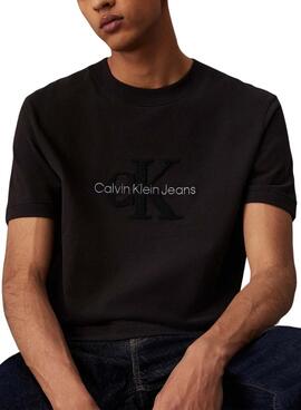 T-shirt Calvin Klein Jeans Chenille noir pour homme