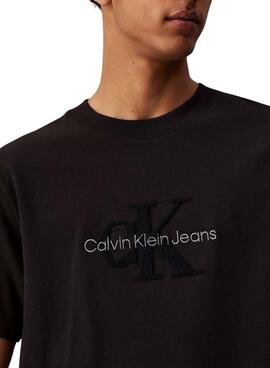 T-shirt Calvin Klein Jeans Chenille noir pour homme