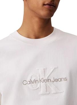 T-shirt Calvin Klein Jeans Chenille blanc pour homme