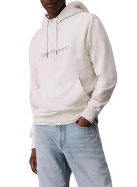 Sweatshirt Calvin Klein Jeans Chenille beige pour homme