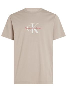 T-shirt Calvin Klein Jeans beige vieilli pour homme