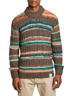 Pull Pepe Jeans Clif marron pour homme