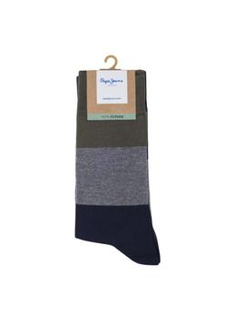  Pack de Chaussettes Pepe Jeans Colorblock Bleu Marine pour homme