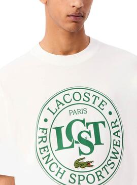 Maillot Lacoste LCST blanc et vert pour homme