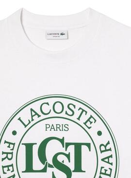 Maillot Lacoste LCST blanc et vert pour homme