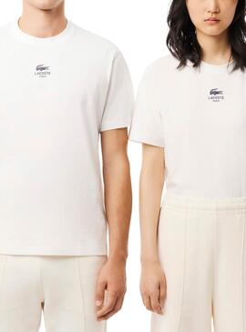 T-shirt Lacoste Paris beige pour femme et homme