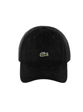 Casquette Lacoste en velours côtelé noir pour homme et femme