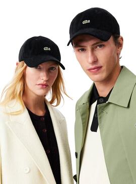 Casquette Lacoste en velours côtelé noir pour homme et femme