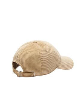 Casquette Lacoste en velours côtelé beige pour homme et femme.