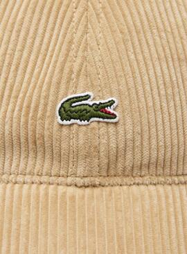 Casquette Lacoste en velours côtelé beige pour homme et femme.