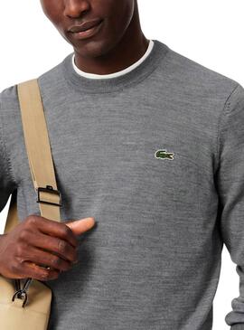 Pull Lacoste basique gris pour homme