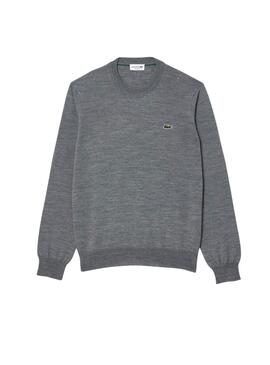 Pull Lacoste basique gris pour homme