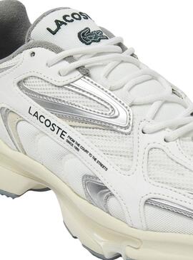 Baskets Lacoste L003 Blanc et Argent pour homme