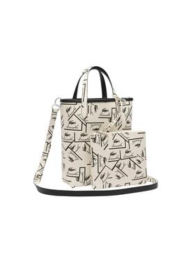 Sac à main Lacoste Anna Vertical blanc et noir pour femme