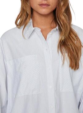 Chemise Vila Vifine Rayures Bleues Oversized pour femme