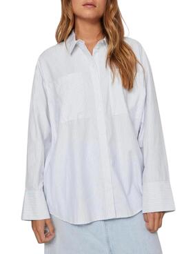 Chemise Vila Vifine Rayures Bleues Oversized pour femme