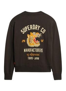 Sweat-shirt Superdry Workwear Embroider Loose Noir pour femme