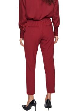 Pantalon Vila Vivarone slim rouge pour femme