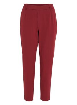 Pantalon Vila Vivarone slim rouge pour femme