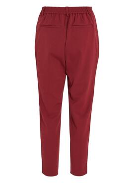 Pantalon Vila Vivarone slim rouge pour femme