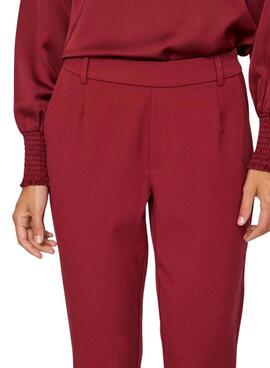 Pantalon Vila Vivarone slim rouge pour femme