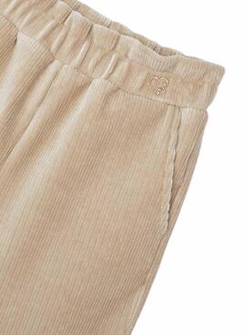 Pantalon en velours cotele beige Mayoral pour fille