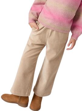 Pantalon en velours cotele beige Mayoral pour fille