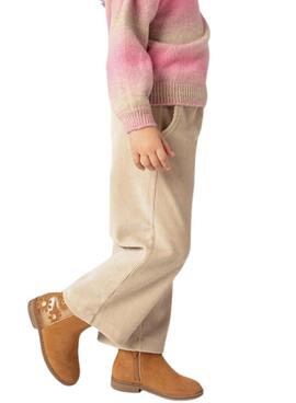 Pantalon en velours cotele beige Mayoral pour fille