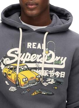 Sweat à capuche Superdry New York marine pour homme