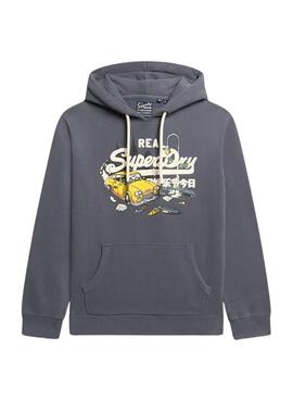 Sweat à capuche Superdry New York marine pour homme