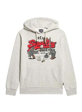 Sweat à capuche Superdry New York gris pour homme