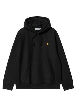 Sweatshirt Carhartt. Hoodie American Script Sweat Noir pour homme