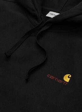 Sweatshirt Carhartt. Hoodie American Script Sweat Noir pour homme