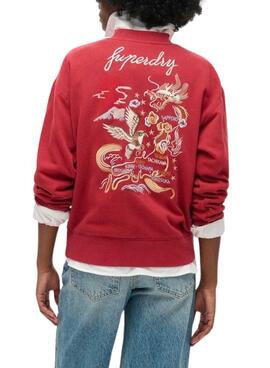 Sweat à capuche Superdry Suika brodé rouge pour femme