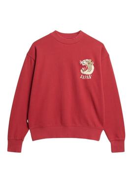 Sweat à capuche Superdry Suika brodé rouge pour femme