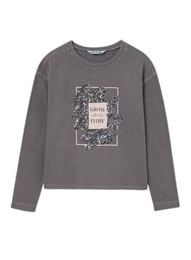 T-shirt Mayoral Sequins Gris pour fille