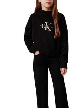 Pull Calvin Klein Monologue Noir pour fille